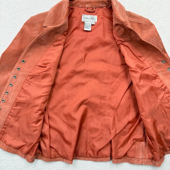 VTG Y2K Live a Little Suede Snap Front Jacket Rust Orange Western Boho Womens PM - Picture 5 of 12